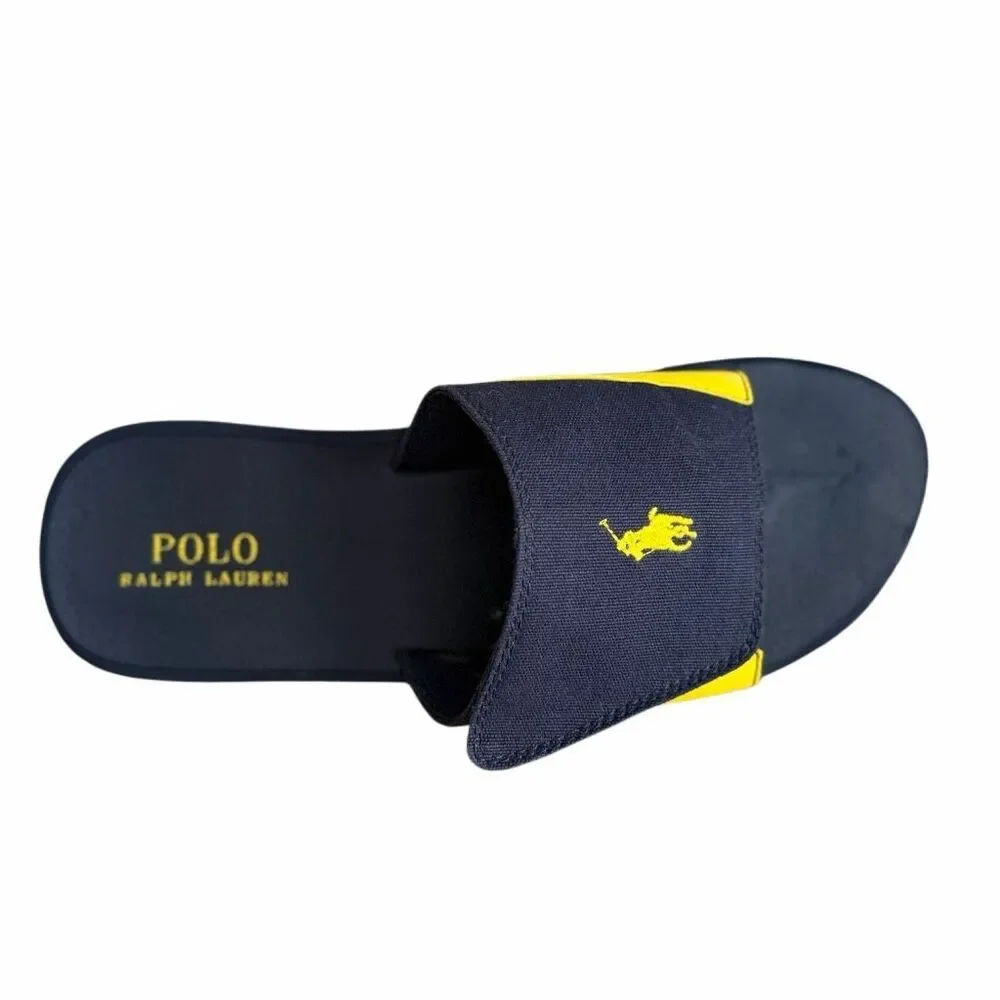 Polo Ralph Lauren Men's 10.5 Adjustable Pool Sandal | EUC Navy Canvas Slide